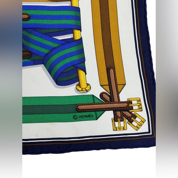 Hermès Carré Joachim Metz Les Sangles Handkerchief/Scarf - Picture 4 of 8